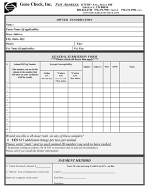 GeneCheck General Submission Form