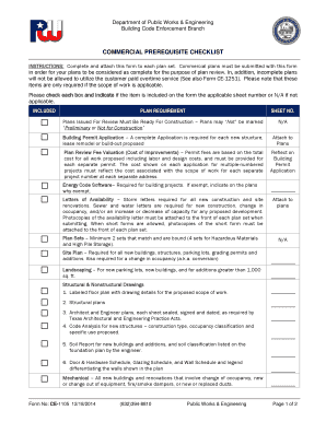 Commercial Prerequisite Checklist