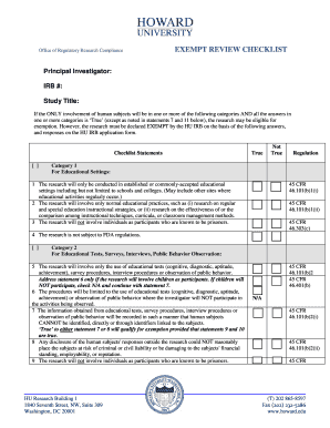 Exempt Review Checklist