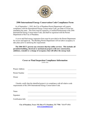 2006 International Energy Conservation Code Compliance Form