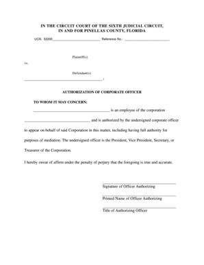 Authorization of Corporate Officer