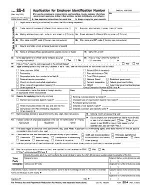 IRS Form SS-4 Application for Employer Identification Number