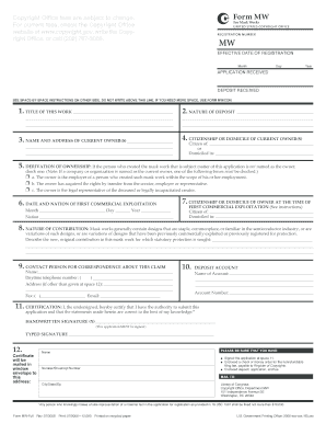 Form MW for Mask Work Registration