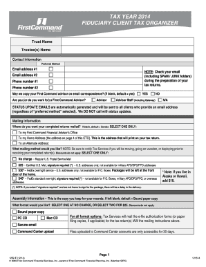 Fiduciary Client Tax Organizer