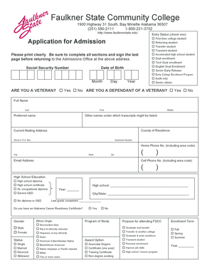 Faulkner State Community College Application for Admission