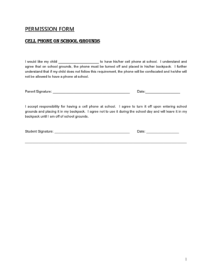 Cell Phone Permission Form
