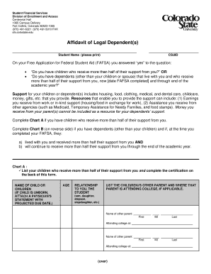 Affidavit of Legal Dependent(s)