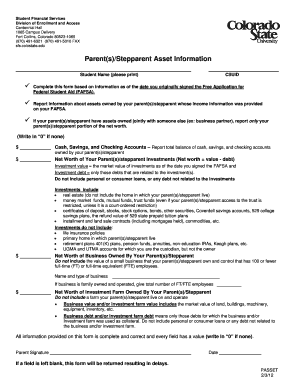 Parent Asset Information Form