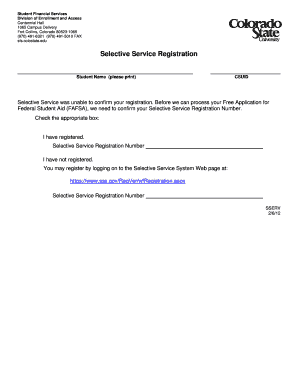Selective Service Registration Confirmation Form