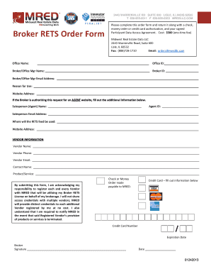Broker RETS Order Form