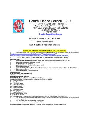 Eagle Scout Rank Application Checklist - Central Florida Council