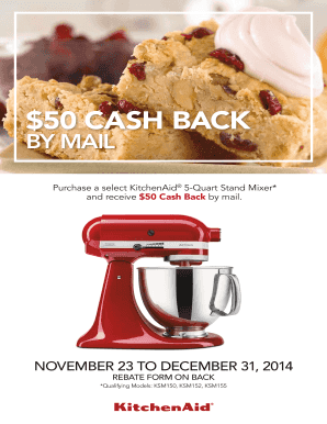 KitchenAid Stand Mixer Rebate Form