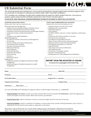 IMCA CE Submittal Form