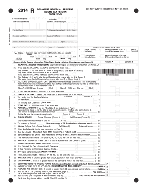 2014 Delaware Individual Income Tax Return