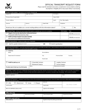 Official Transcript Request Form