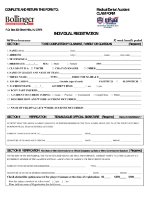Medical/Dental Accident Claim Form