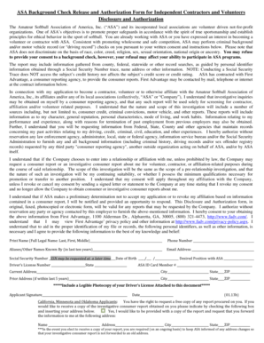 ASA Background Check Release and Authorization Form