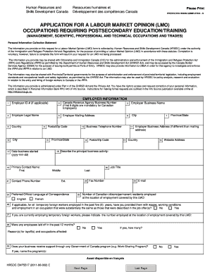 Canada Labour Market Opinion Application Form