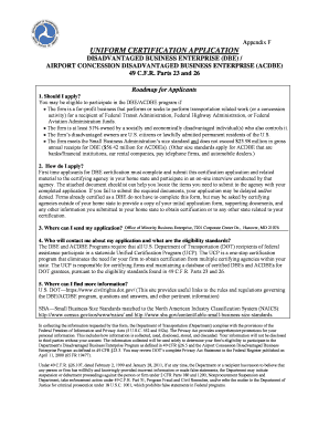 Disadvantaged Business Enterprise Certification Application