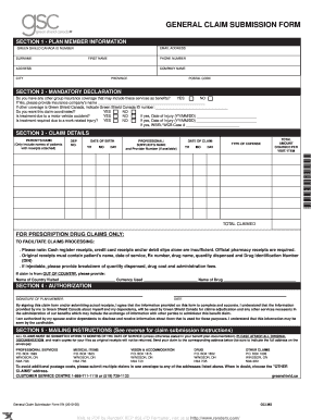Green Shield Canada General Claim Submission Form
