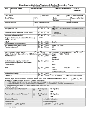 Creedmoor Addiction Treatment Center Screening Form