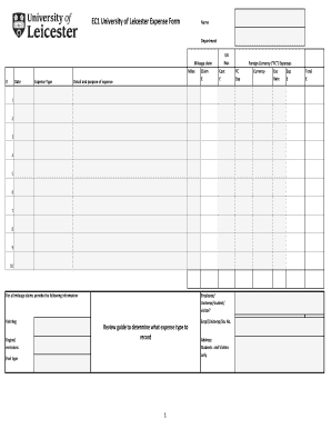 Expense Form in PDF - University of Leicester