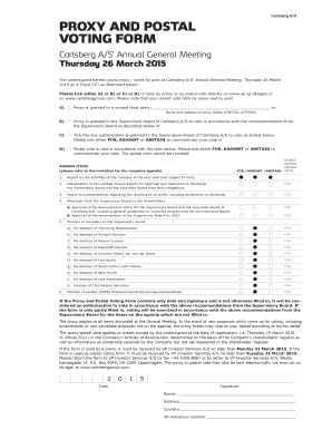 Carlsberg A/S Proxy and Postal Voting Form