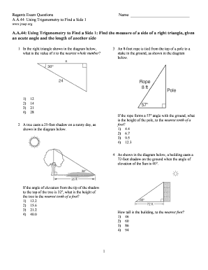 Regents Exam Questions Trigonometry
