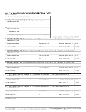 UCC Financing Statement Amendment Additional Party