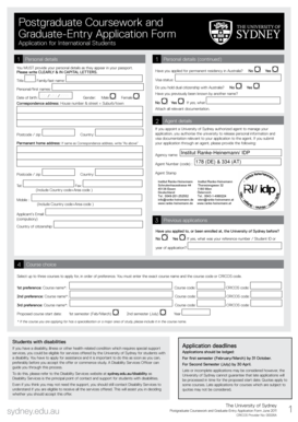 University of Sydney Postgraduate Application Form