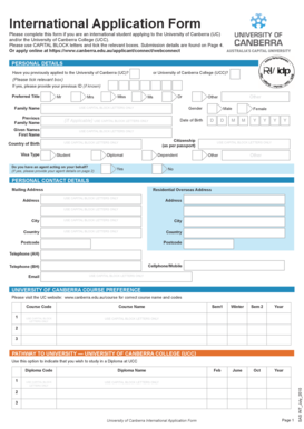 University of Canberra International Application Form