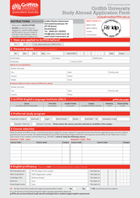 Griffith University Study Abroad Application Form