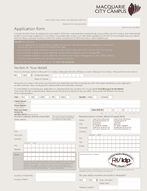 Macquarie City Campus Application Form