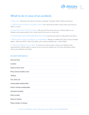 Allstate Accident Report Form