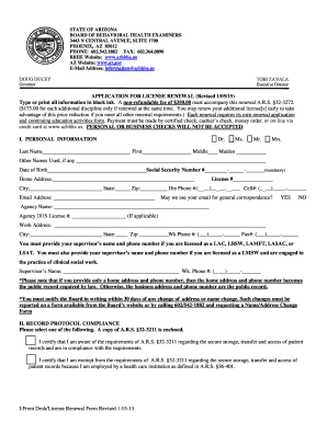 Arizona Behavioral Health License Renewal Form