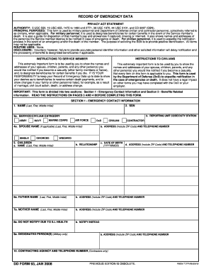 Record of Emergency Data Form