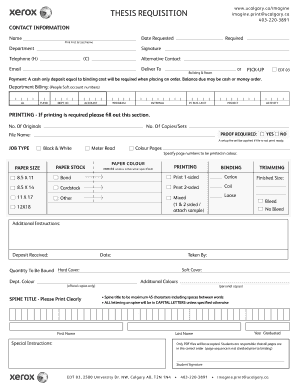 University of Calgary Thesis Requisition Form