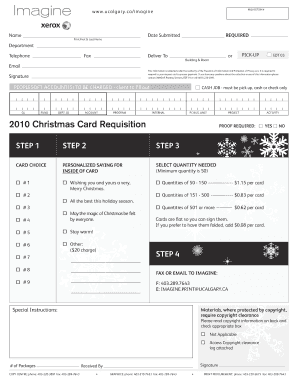 University of Calgary Christmas Card Requisition Form