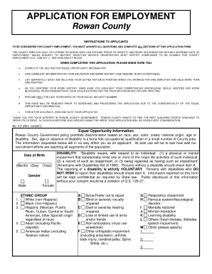 Rowan County Employment Application