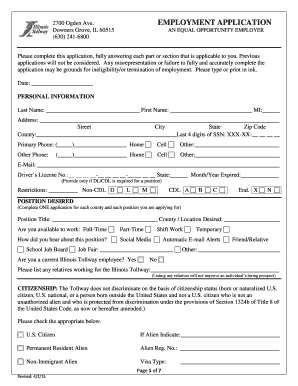 Illinois Tollway Employment Application