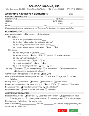 Archiving Review Quotation Request