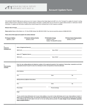 Account Update Form for Resource Real Estate Opportunity REIT II