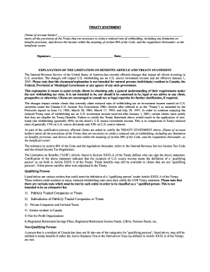 Canada-US Treaty Statement Form