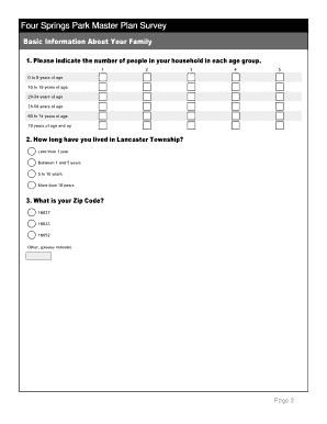 Four Springs Park Master Plan Survey