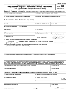 IRS Form 911 Taxpayer Advocate Service Assistance Request