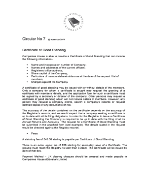 Certificate of Good Standing