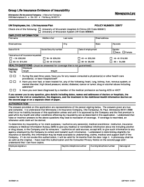 Group Life Insurance Evidence of Insurability