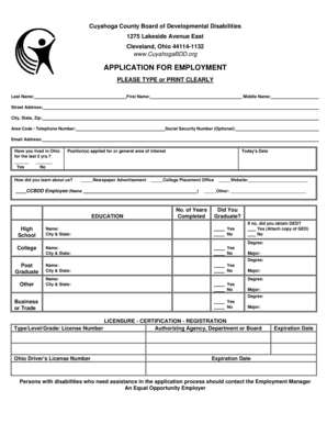 Cuyahoga County Employment Application