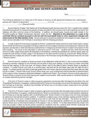 Massachusetts Water and Sewer Addendum