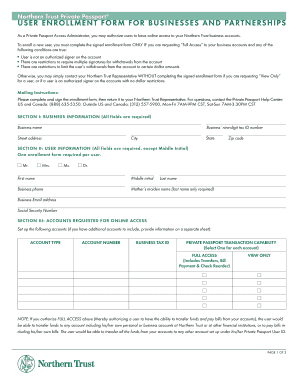 Northern Trust Private Passport User Enrollment Form